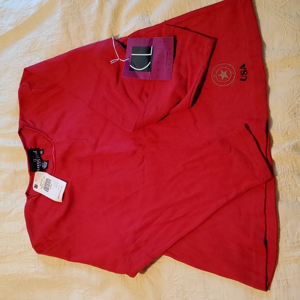 A beautiful red shirt with satin lined color by Carole Little Sport